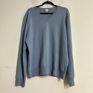 State Cashmere Men's Basic V-Neck Cashmere Sweater Bella Blue Size XL Minimalist